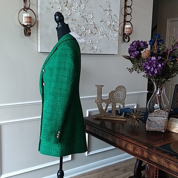 NWT Zara Green Texture Long Blazer Coat. Size M - Picture 7 of 17